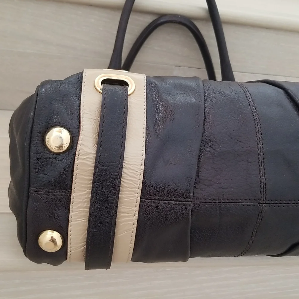 Marc Jacobs Hudson Striping Leather Satchel with Leather Lining in Dark …